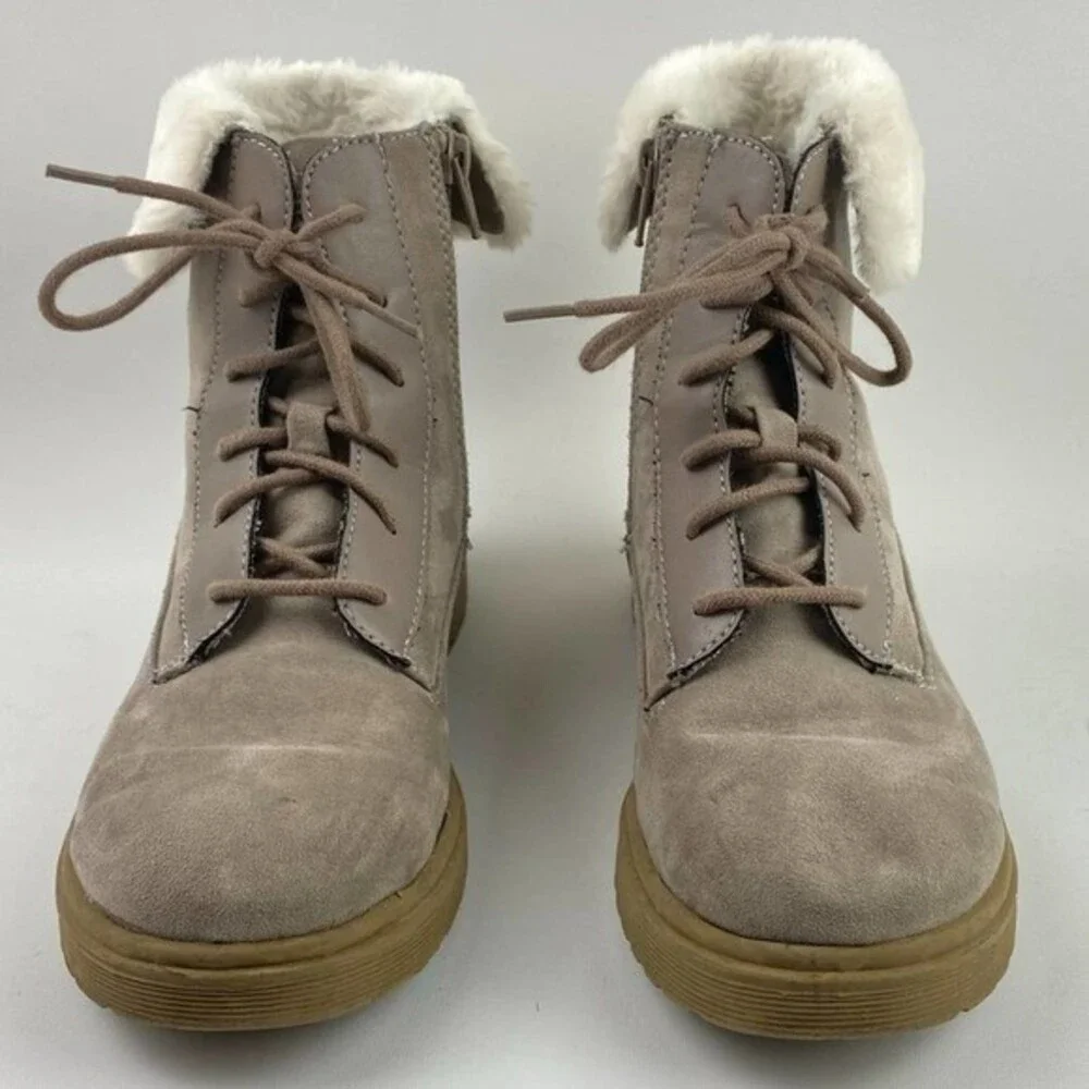 Gap Ankle Combat Boots Girls Size 4 Faux Fur Zip Up Casual Outdoors